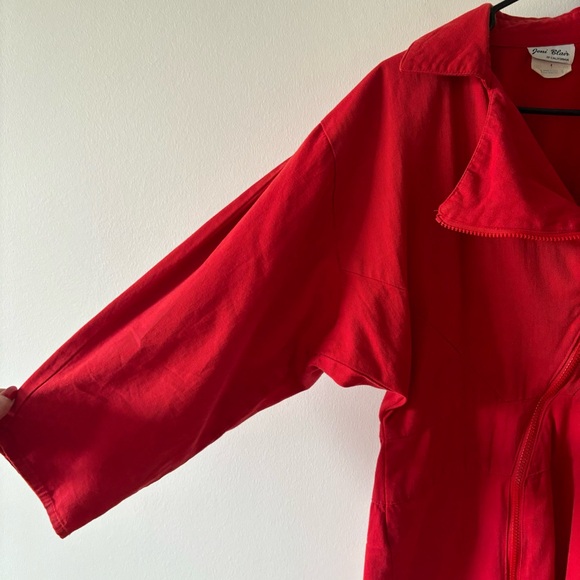 Vintage 80s Joni Blair of California Blazer Zip Front Mini Dress in Scarlet Red - Picture 12 of 13